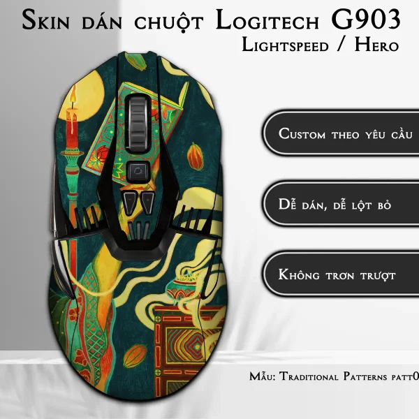 Skin dán chuột Logitech G903 mẫu Traditional Patterns patt02