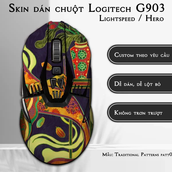 Skin dán chuột Logitech G903 mẫu Traditional Patterns patt04
