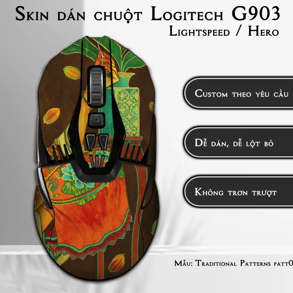 Skin dán chuột Logitech G903 mẫu Traditional Patterns patt06