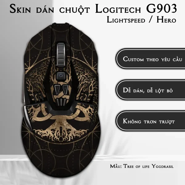 Skin dán chuột Logitech G903 mẫu Tree of life Yggdrasil