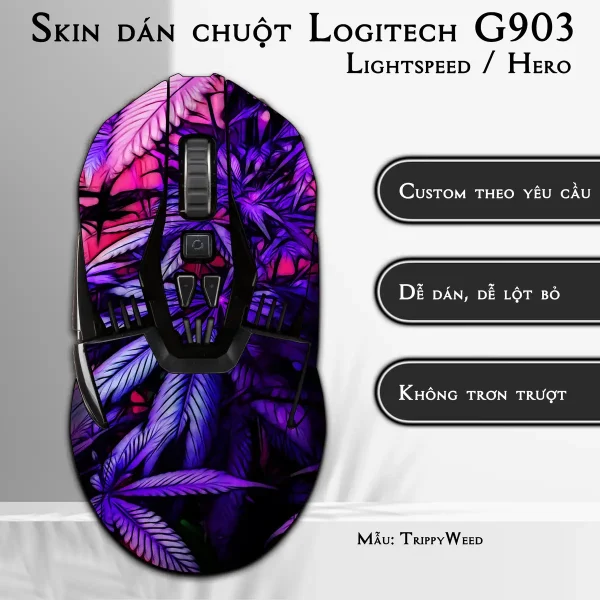 Skin dán chuột Logitech G903 mẫu TrippyWeed