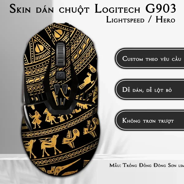 Skin dán chuột Logitech G903 mẫu Trống Đồng Đông Sơn lsm051