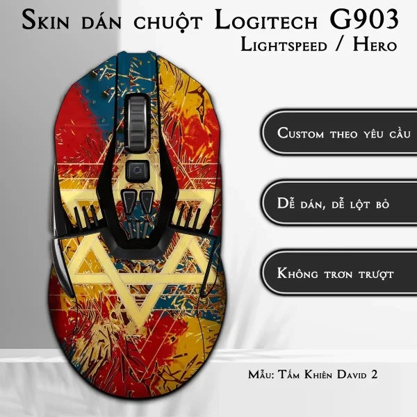 Skin dán chuột Logitech G903 mẫu Tấm Khiên David 2