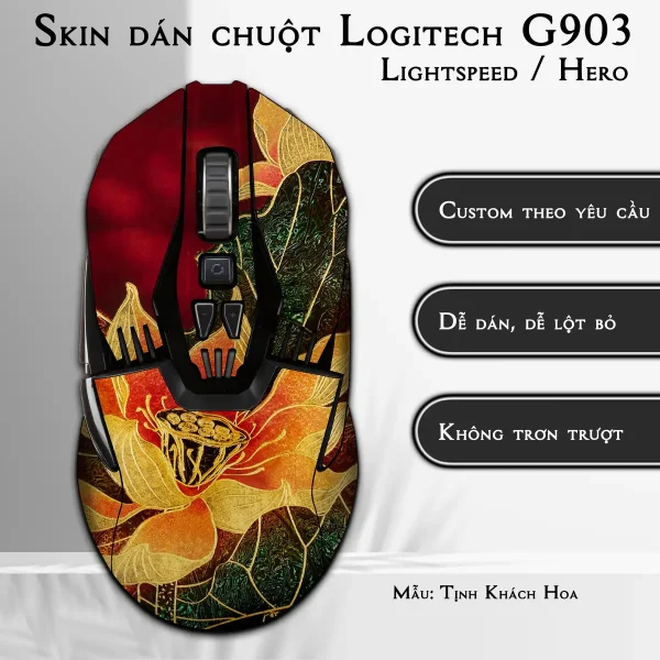 Skin dán chuột Logitech G903 mẫu Tịnh Khách Hoa