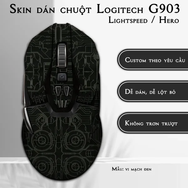 Skin dán chuột Logitech G903 mẫu vi mạch đen