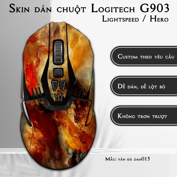 Skin dán chuột Logitech G903 mẫu vân đá dah015