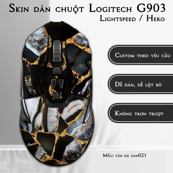 Skin dán chuột Logitech G903 mẫu vân đá dah021