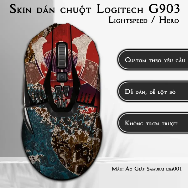 Skin dán chuột Logitech G903 mẫu Áo Giáp Samurai lsm001