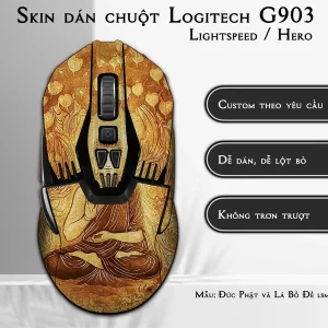 Skin dán chuột Logitech G903 mẫu Đức Phật và Lá Bồ Đề lsm057