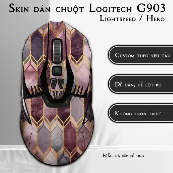 Skin dán chuột Logitech G903 mẫu đá xếp tổ ong