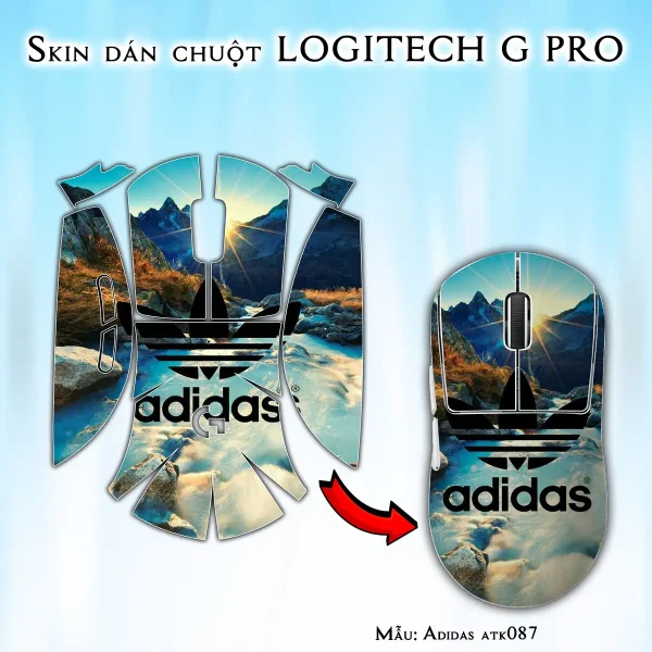 Skin dán chuột Logitech G Pro mẫu Adidas atk087