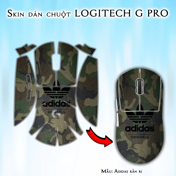 Skin dán chuột Logitech G Pro mẫu Adidas rằn ri