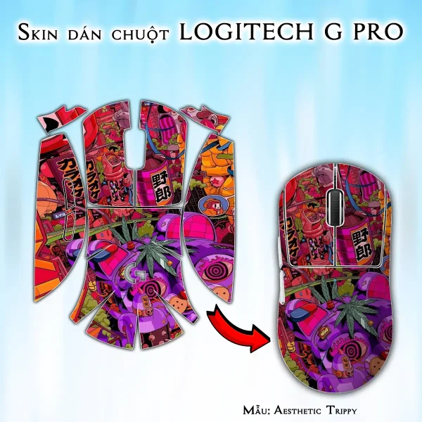 Skin dán chuột Logitech G Pro mẫu Aesthetic Trippy