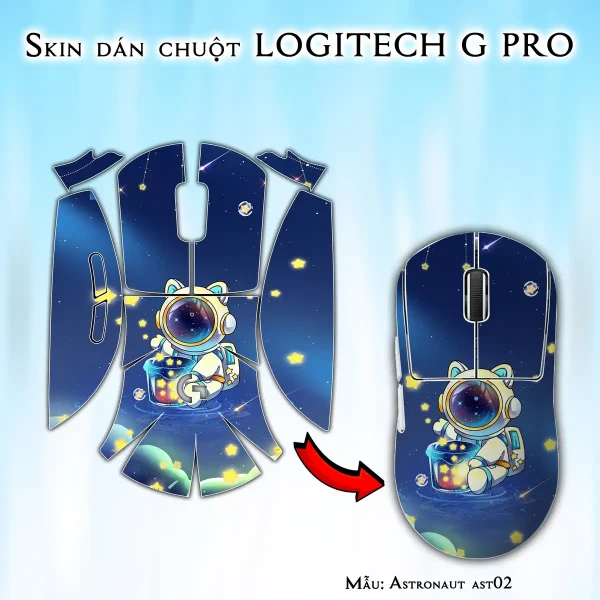 Skin dán chuột Logitech G Pro mẫu Astronaut ast02