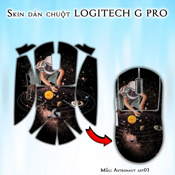 Skin dán chuột Logitech G Pro mẫu Astronaut ast03