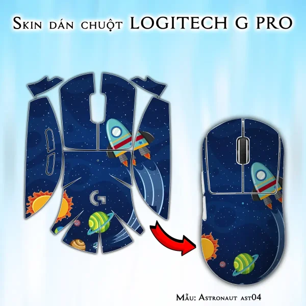 Skin dán chuột Logitech G Pro mẫu Astronaut ast04
