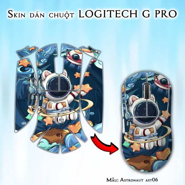 Skin dán chuột Logitech G Pro mẫu Astronaut ast06