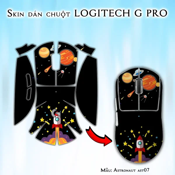 Skin dán chuột Logitech G Pro mẫu Astronaut ast07