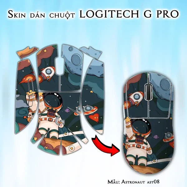 Skin dán chuột Logitech G Pro mẫu Astronaut ast08