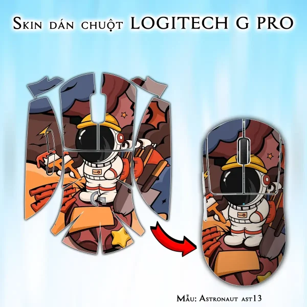 Skin dán chuột Logitech G Pro mẫu Astronaut ast13