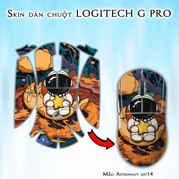 Skin dán chuột Logitech G Pro mẫu Astronaut ast14