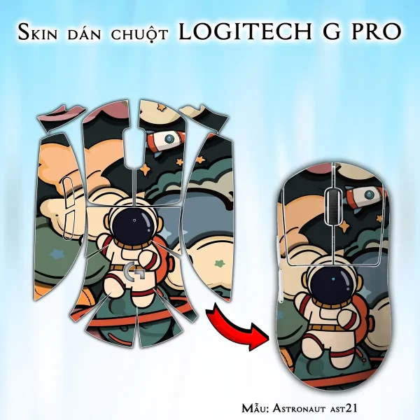 Skin dán chuột Logitech G Pro mẫu Astronaut ast21