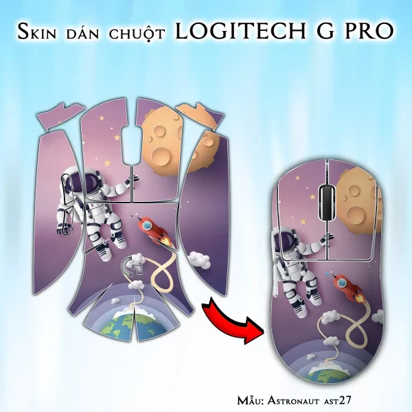 Skin dán chuột Logitech G Pro mẫu Astronaut ast27