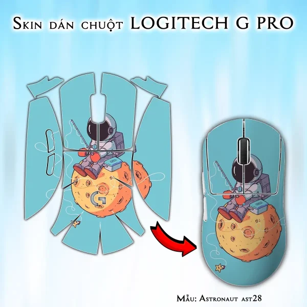 Skin dán chuột Logitech G Pro mẫu Astronaut ast28