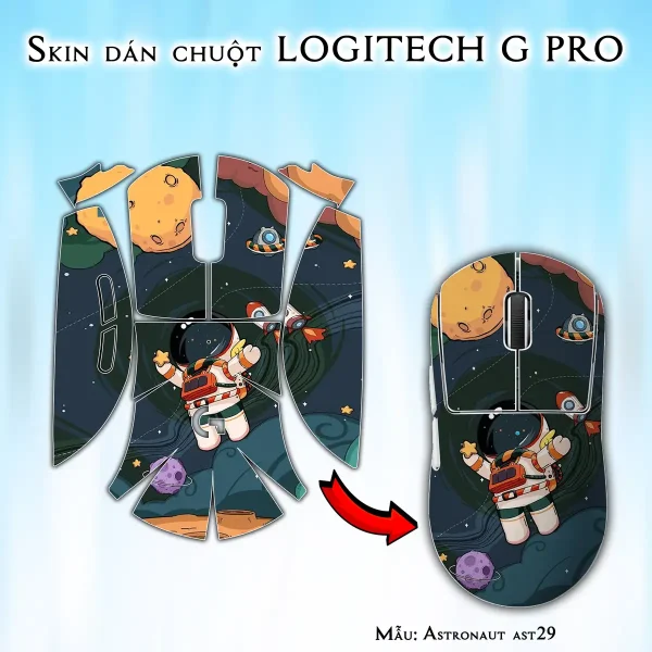 Skin dán chuột Logitech G Pro mẫu Astronaut ast29