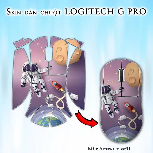 Skin dán chuột Logitech G Pro mẫu Astronaut ast31