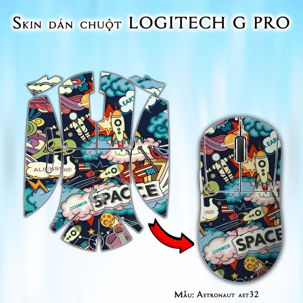 Skin dán chuột Logitech G Pro mẫu Astronaut ast32
