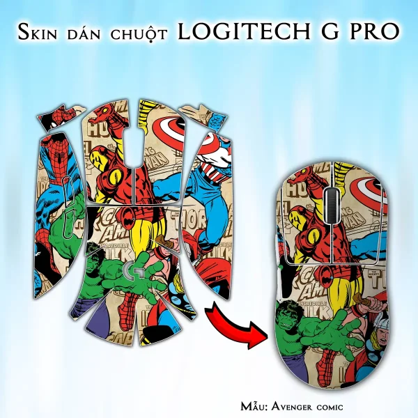 Skin dán chuột Logitech G Pro mẫu Avenger comic