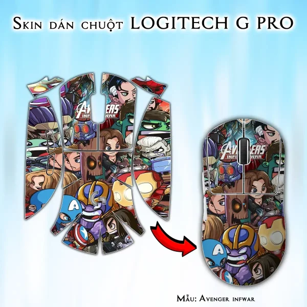 Skin dán chuột Logitech G Pro mẫu Avenger infwar
