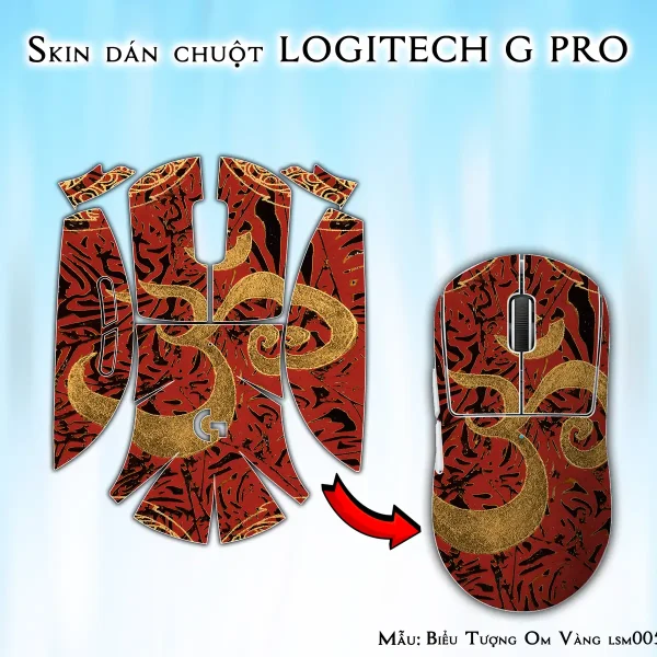 Skin dán chuột Logitech G Pro mẫu Biểu Tượng Om Vàng lsm005