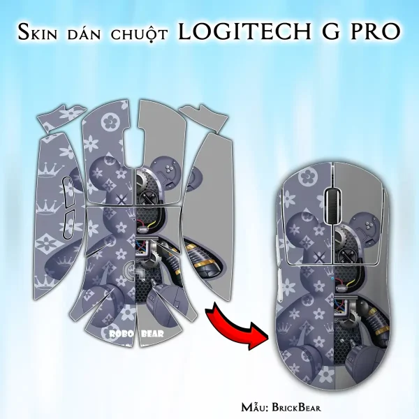 Skin dán chuột Logitech G Pro mẫu BrickBear
