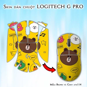 Skin dán chuột Logitech G Pro mẫu Brown và Cony atk114