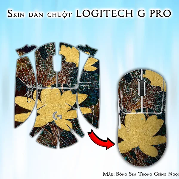 Skin dán chuột Logitech G Pro mẫu Bông Sen Trong Giếng Ngọc lsm008