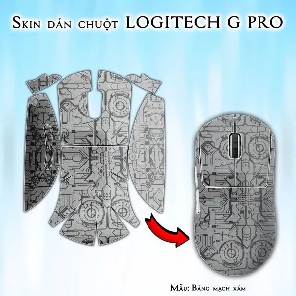 Skin dán chuột Logitech G Pro mẫu Bảng mạch xám