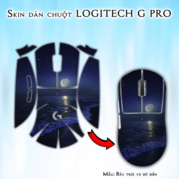 Skin dán chuột Logitech G Pro mẫu Bầu trời và bờ biển