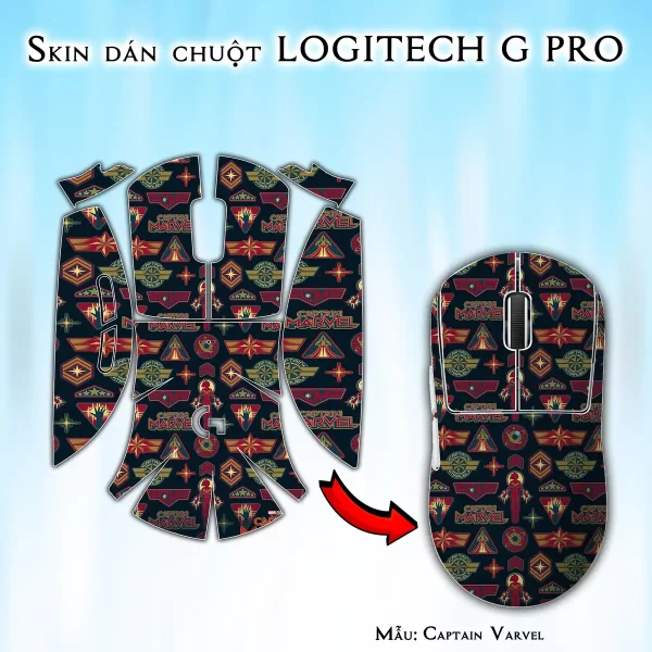 Skin dán chuột Logitech G Pro mẫu Captain Varvel