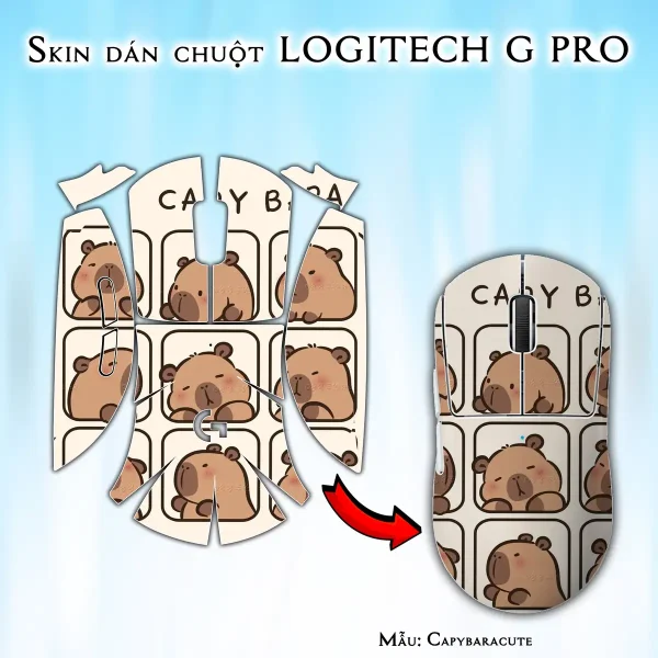 Skin dán chuột Logitech G Pro mẫu Capybaracute