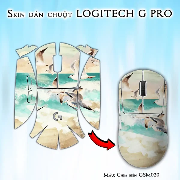 Skin dán chuột Logitech G Pro mẫu Chim biển GSM020