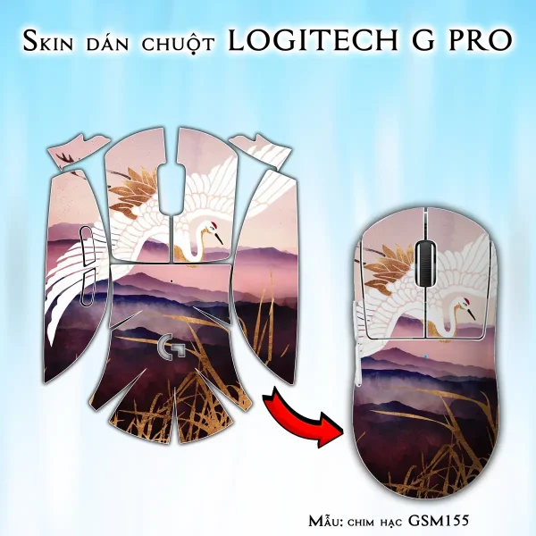 Skin dán chuột Logitech G Pro mẫu chim hạc GSM155