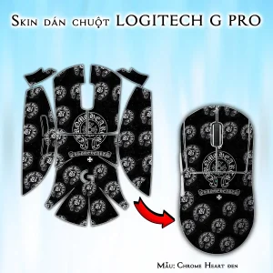 Skin dán chuột Logitech G Pro mẫu Chrome Heart đen