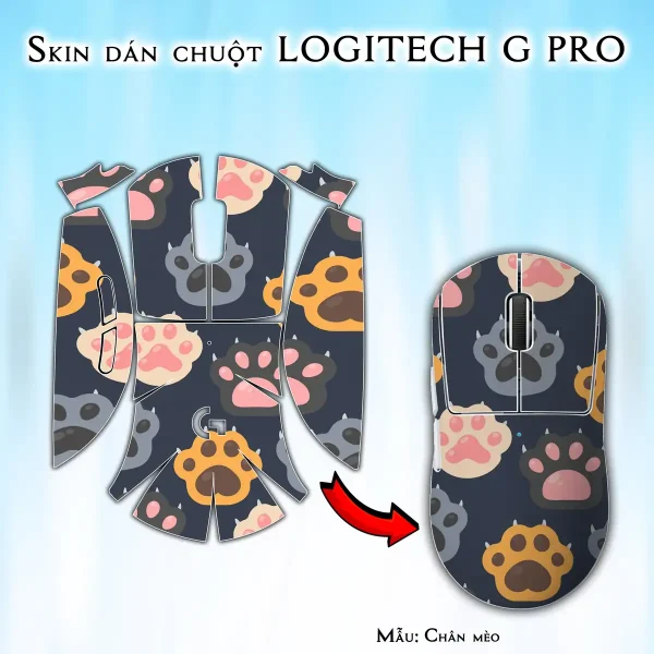 Skin dán chuột Logitech G Pro mẫu Chân mèo