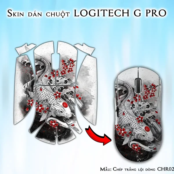 Skin dán chuột Logitech G Pro mẫu Chép trắng lội dòng CHR022