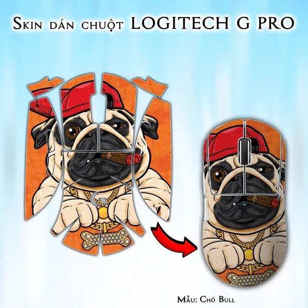 Skin dán chuột Logitech G Pro mẫu Chó Bull