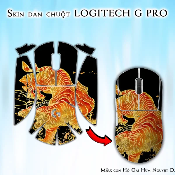 Skin dán chuột Logitech G Pro mẫu con Hổ Oai Hùm Nguyệt Dạ