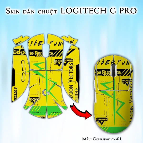 Skin dán chuột Logitech G Pro mẫu Cyberpunk cyb01