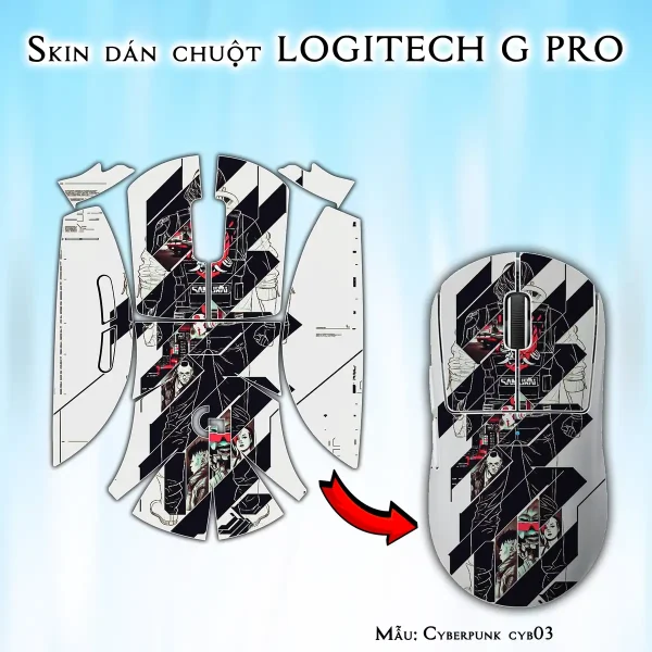 Skin dán chuột Logitech G Pro mẫu Cyberpunk cyb03